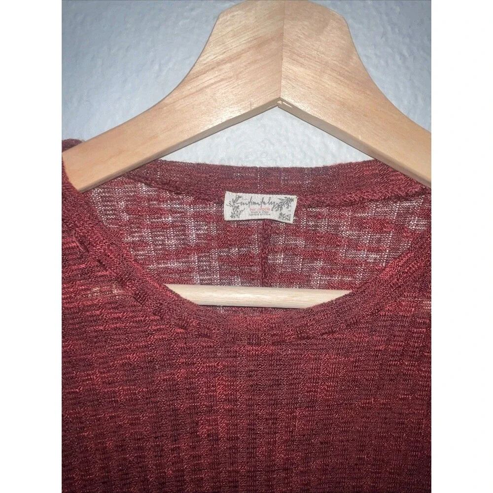Free People Intimately Red Semi Sheer Aura Layering Top Size Small